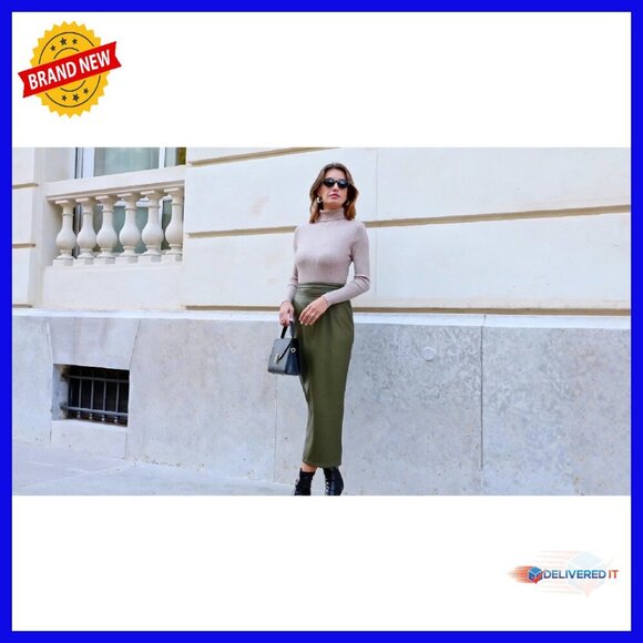 Faux Leather Maxi Skirt High Waist Pencil Slit Work Casual - Picture 6 of 8